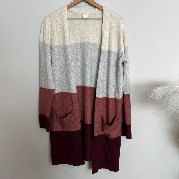 a new day Sweaters - A New Day Colorblock Cardigan Medium Open Front Cozy Soft Knit Pockets